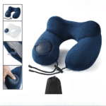 Inflatable Travel Pillow with Soft Velour Washable Cover - U Shape Neck Pillows for Traveling Airplane, Train, Car, Comfortable Neck Pillow for Travel