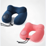 Inflatable Travel Pillow with Soft Velour Washable Cover - U Shape Neck Pillows for Traveling Airplane, Train, Car, Comfortable Neck Pillow for Travel