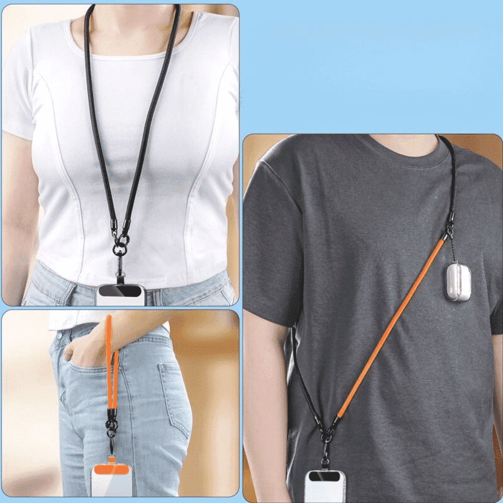 3 in 1 Phone Lanyard Crossbody with Phone Tabs, Adjustable Anti Theft Phone Strap for All Phones, Premium Metal Buckles, mobile phone lanyard, Universal Cell Phone Neck lanyard for Women and Men