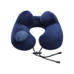 Inflatable Travel Pillow with Soft Velour Washable Cover - U Shape Neck Pillows for Traveling Airplane, Train, Car, Comfortable Neck Pillow for Travel