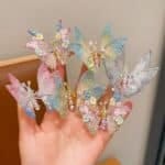 2-Pieces Rhinestone Butterfly Hair Clips, Moving Butterfly Hair Clips for Baby Girls, Butterfly Hair Clips Butterfly Clips Metal Hair Barrettes Hairpins Duck Bill Clips Girls Hair Accessories for Women Girls for Teens Women, Flying Butterfly Hair Clips, Moving Wings Butterfly Hair Barrettes Accessories