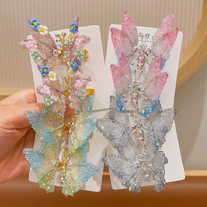 2-Pieces Rhinestone Butterfly Hair Clips, Moving Butterfly Hair Clips for Baby Girls, Butterfly Hair Clips Butterfly Clips Metal Hair Barrettes Hairpins Duck Bill Clips Girls Hair Accessories for Women Girls for Teens Women, Flying Butterfly Hair Clips, Moving Wings Butterfly Hair Barrettes Accessories